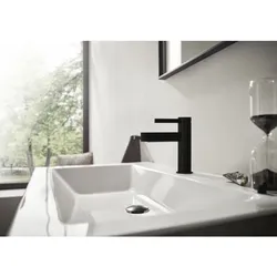 hansgrohe Finoris 110 Waschtischarmatur 76023670 mit Push-Open Ablaufgarnitur, mattschwarz