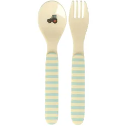 RICE Kinderbesteck Set aus Melamin ABC, L14 B3.5 cm, blau