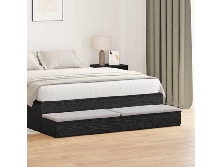 HEFZGDB Nachttisch Schwarz Eiche 160x36,5x16,5 cm Holzwerkstoff mit 4 Schubladen Modernes Design Schlafzimmerkommode Stauraum Lösung