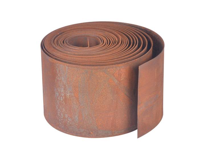Relaxdays Rasenkante Braun Cortenstahl 10 m, Metall, 0.06x14x1000 cm, Gartenzubehör, Hochbeet