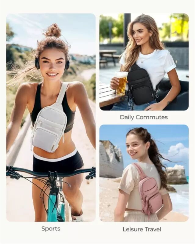 INF Modische Damen-Brusttasche mit Wasserflaschenfach Schwarz
