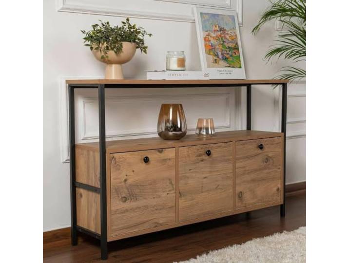 Dmora Konsole Circello 120x30x75h cm Braun 1 Regal 3 Fächer