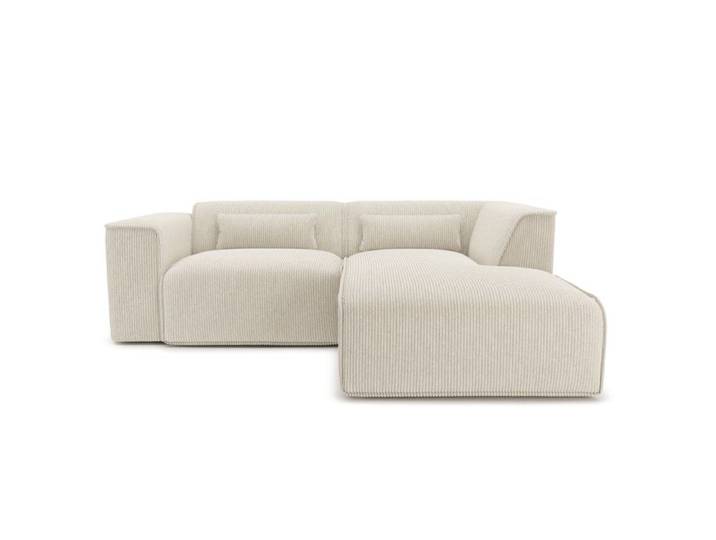 Canapé d'angle droit fixe NUNA 4 places velours côtelé beige