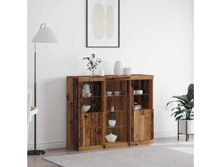 HEFZGDB LED Sideboard für Moderne Einrichtung mit integrierter RGB Beleuchtung und LED Lichtfunktion – Modernes Sideboard aus Holzwerkstoff