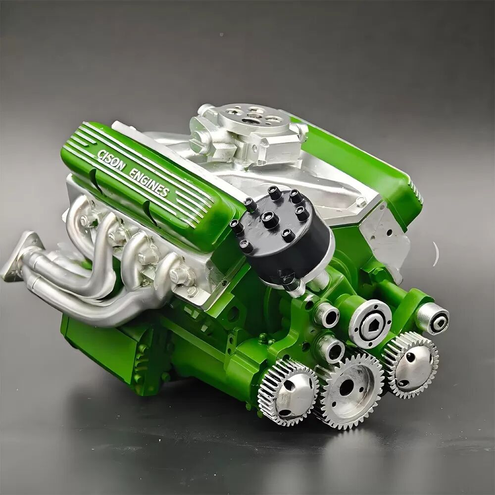 INF V8 Motor Modell Bausatz – Harz Handwerk Ornament für Zuhause, Büro, Arbeitszimmer Grün