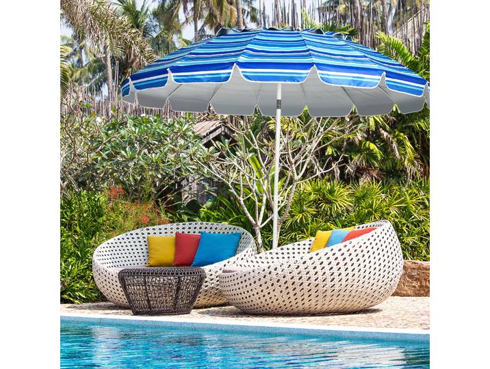 COSTWAY Sonnenschirm Strandschirm Marktschirm Gartenschirm neigbar Terrassenschirm mit Verankerung für Garten, Strand, Outdoor