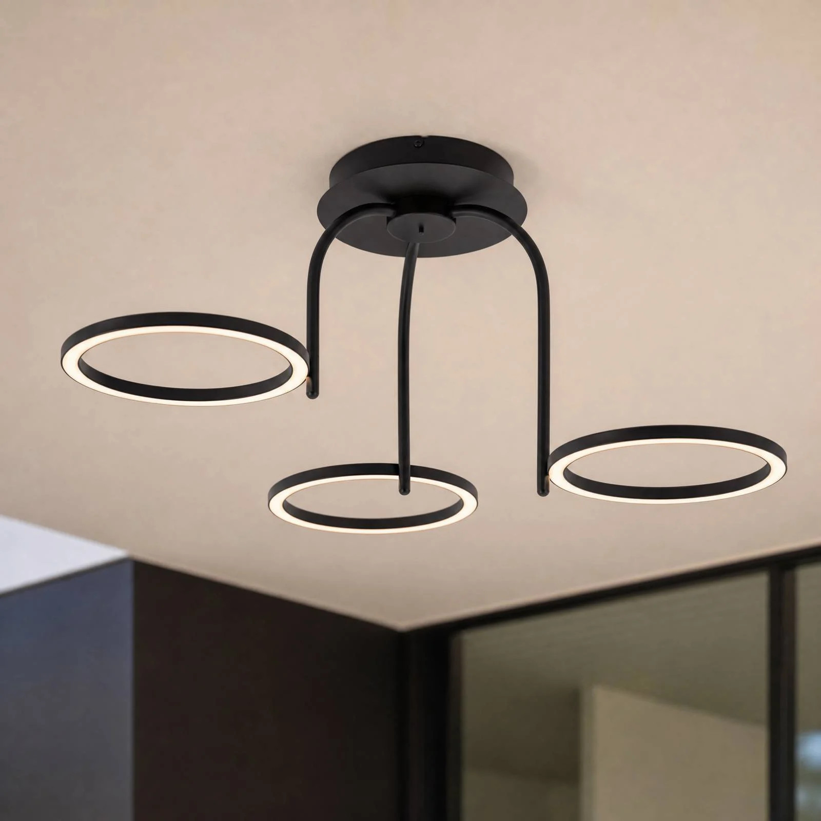 Lucande Sylvara LED buiten plafondlamp, zwart, dimbaar, IP44