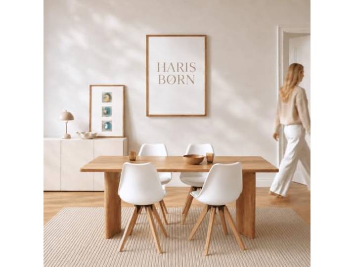 Haris Børn® Esszimmerstühle (4er Set) Weiß mit Holzbeinen - Schalenstuhl mit Kunstleder - Stühle Esszimmer, Esstisch Stühle & Küchenstühle - Esszimmerstuhl 30 Tage risikofrei testen