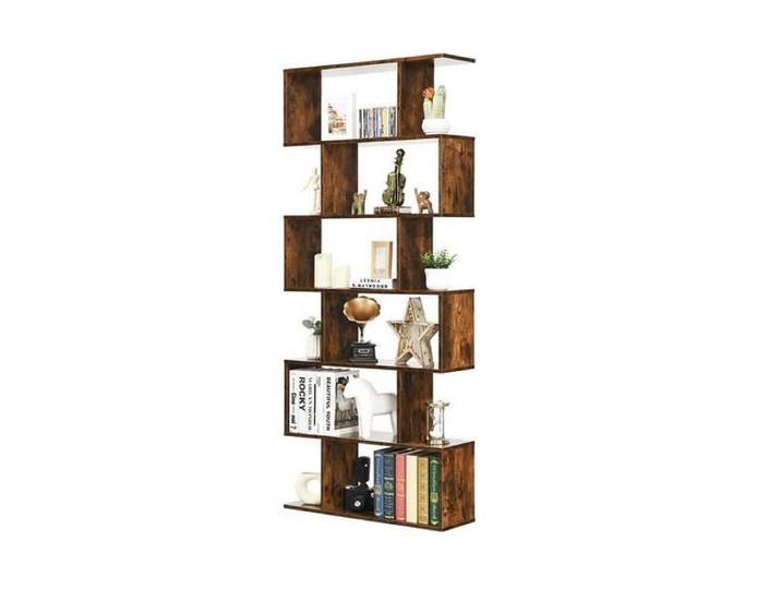 GIANTEX Étagère Bibliothèque en Bois à 6 Niveaux sur Pied 80x23x191CM Meuble de Rangement Style Industriel avec Patins