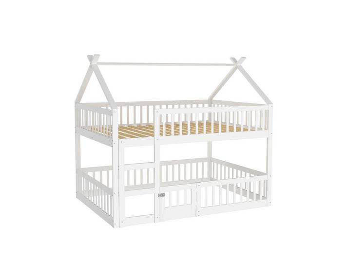 Redom Etagenbett 140/200 cm mit Treppe und Sicherheitsumrandung, Weiß, 140x200 cm, Babymöbel & Kindermöbel, Kinderzimmer & Jugendzimmer, Stockbetten