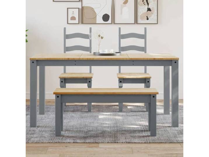 Promo été Gris Haute qualité Table à manger SHELD - lignes élégantes - Table à dîner - PANAMA gris 160x80x75cm bois massif de pin 9