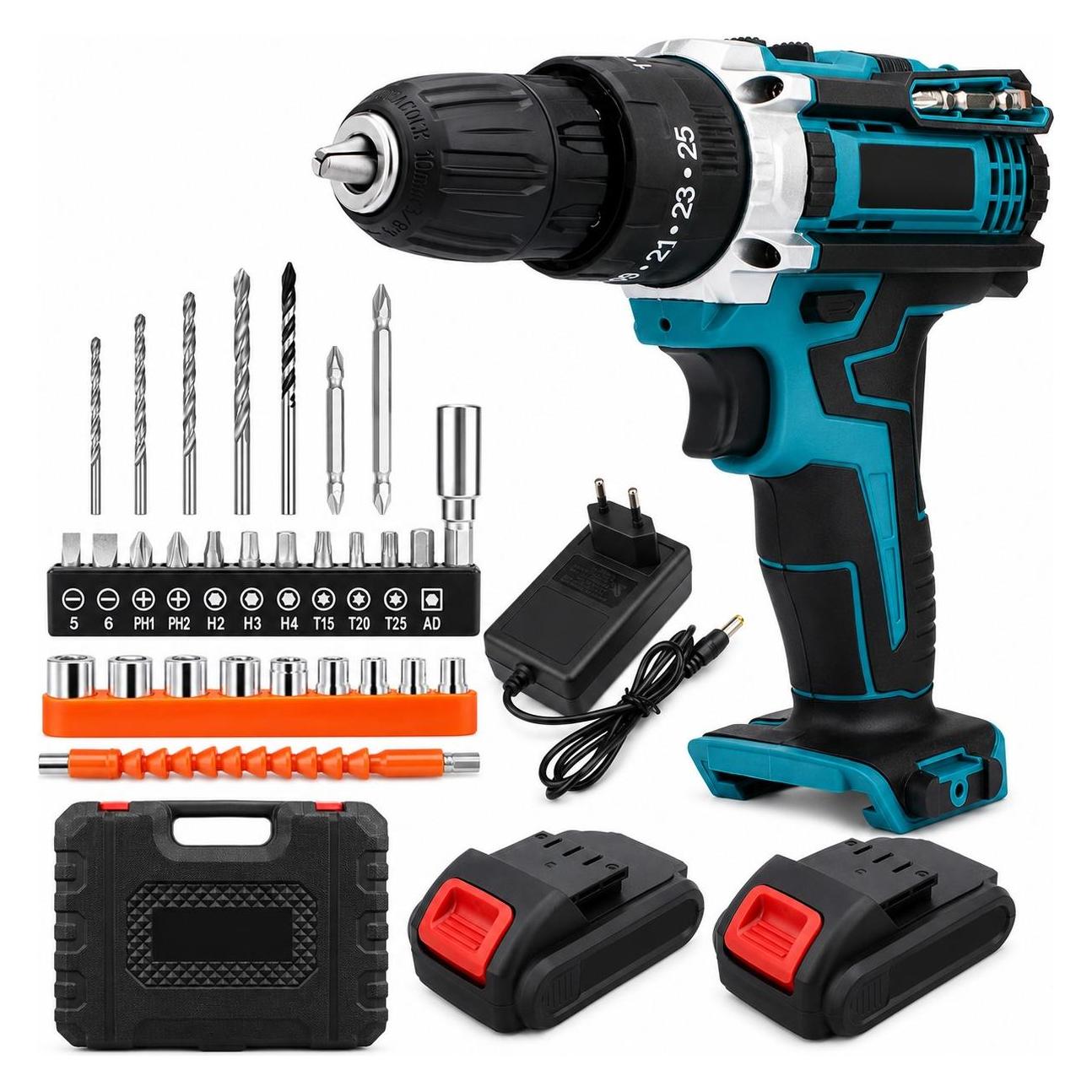 Extralink Tools Wiertarko-Wkrętarka Akumulatorowa Niebieska + 2 Akumulatory (Extralink)