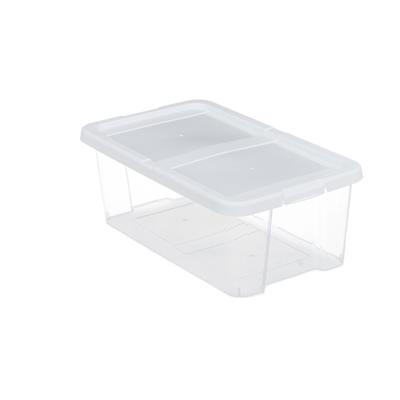 Relaxdays Schuhboxen Kunststoff, 12er Set, stapelbar, durchsichtige Aufbewahrungsboxen mit Deckel, 12,5x20x34,5cm, weiß