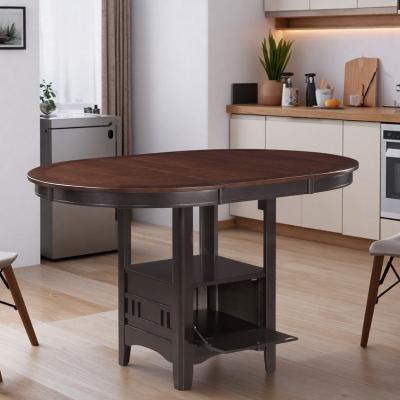 ZWYO HOSIMU Oval 60-Inch Counter Height Extension Dining Table with Pedestal Storage Base