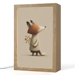 NACHTTISCHLAMPE Fuchs - Gelbe Blumen - Minimalistisch 20x30 cm