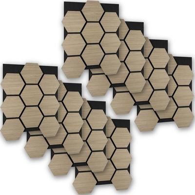 TecTake GmbH tectake 8 Akustikpaneele Sonic Shield, Schallabsorption, Filzstoff und Holzwaben, 76x62x1,8cm, Eiche dunkel