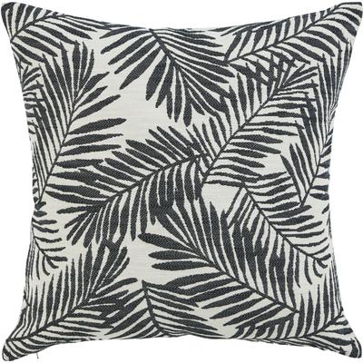 Kissenhülle DONE. "Black Palm", schwarz (natur, schwarz), B:45cm L:45cm, Baumwolle, Obermaterial: 100% Baumwolle, Kissenbezüge, Kissenhülle, Kissenhülle vorderseitig jaquardgewebt mit Blattmotiv