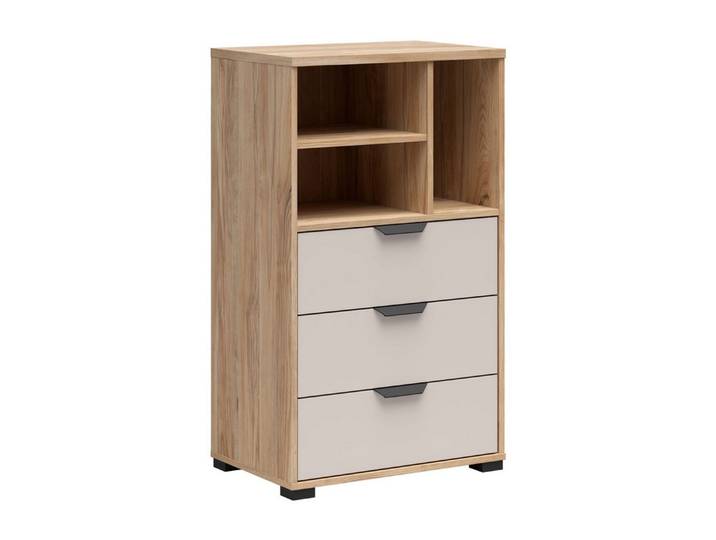 Feldmann-Wohnen Hochkommode Chuck (mit Schubladen, mit Ablageflächen, 1 St., moderne Optik, mit Schubladen, mit Ablageflächen), 60x40x102,5cm Mauvella Eiche / Kaschmir