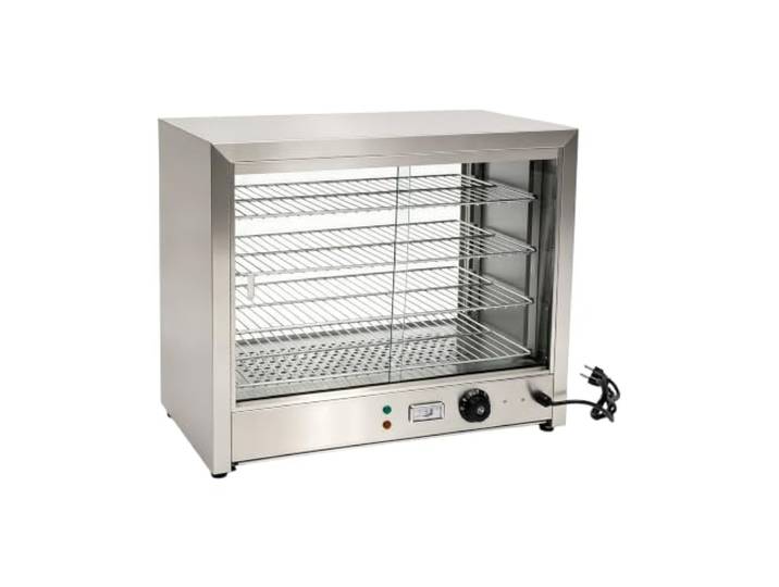 4 Etagen Gastro SpeisenwäRmer HeißE Theke Warmhaltevitrine WäRmetheke HeißTheke Aufsatzvitrine Elektrisches Warmhaltegerät Imbiss Tankstelle Warmhaltetheke Einstellbare Temperatur 800W - Silber