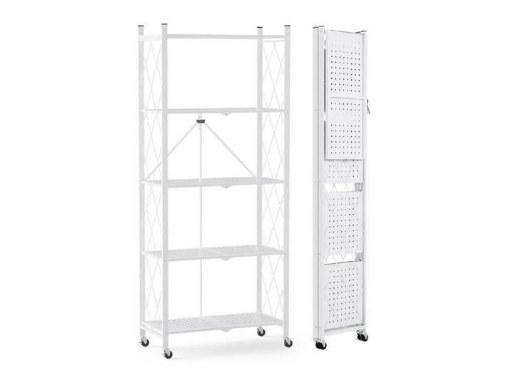 LuxusKollektion Standregal Klappregal Metall Weiß 5 Ablagen, 1-tlg.