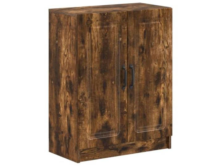 PUGYNBK Badezimmerschrank-Set, 3-teilig, Eiche rauchfarben Feuchtigkeitsbeständiges Holz, schlankes Design, offenes Regal, wendbare Tür