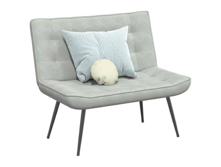 TEKGHUT Sitzbank Hellgrau 110x74x84 cm Samt mit Rückenlehne Samtbezug, Metallgestell, Sperrholz, Polsterung, Rückenlehne, Montageanleitung, Wohnzimmer, Schlafzimmer, Büro