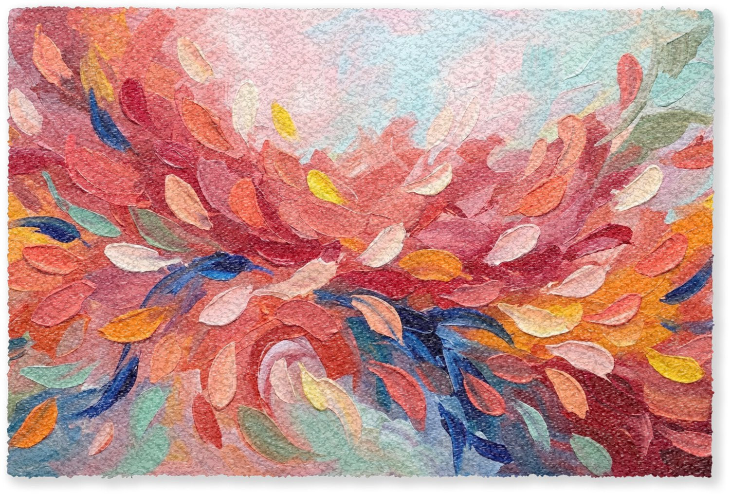 Moderne abstracte bloemen deurmat voor binnen - 90 x 60 cm