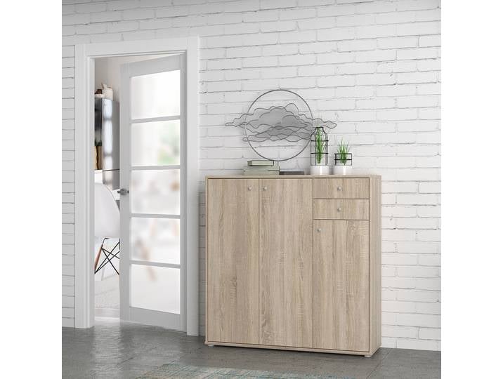 Commode A 109 x 111cm Beige/Imitation chêne de Sonoma