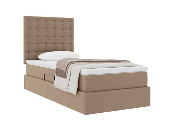 KTHLBRH Bett mit Stauraum Cappuccino 90 x 200 cm Kunstleder Hydraulisches Heben, Metallgestell, Matratze inklusive, Stauraum unter dem Bett
