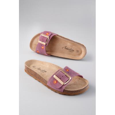 Pantolette ANISTON SHOES, Damen, Gr. 42, lila, Veloursleder, Schuhe Pantolette, Sommerschuh, Hausschuh, Urlaubsschuh - NEUE KOLLEKTION