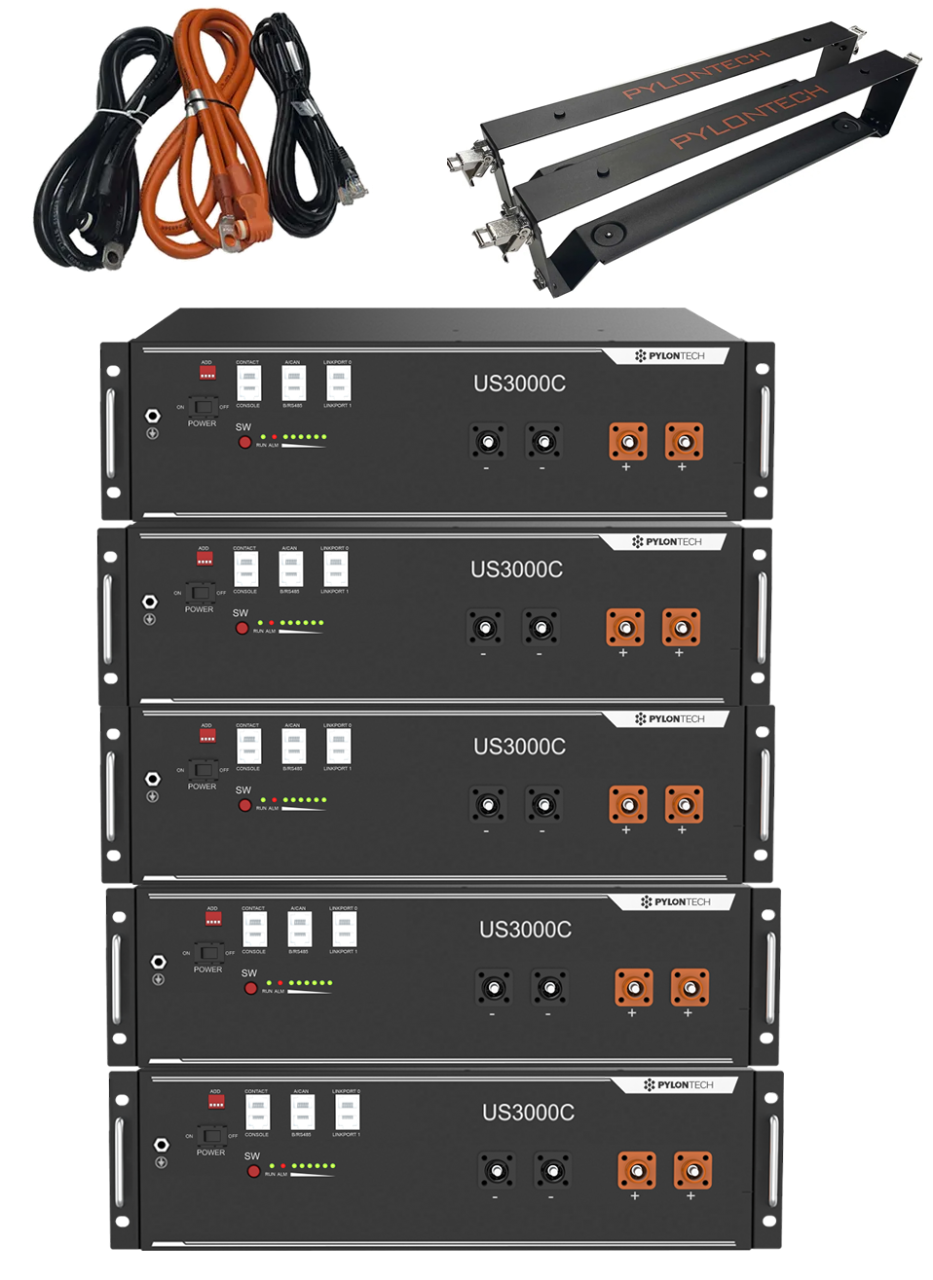Pylontech 5 x US3000C 17,5 kWh Solarspeicher Lithium LiFePO4 inkl. Kabel