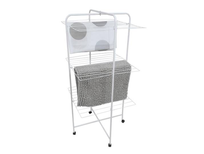 Spirella Turmwäschetrockner, Weiss, Metall, 63x135x63 cm, klappbar, mit Rädern, platzsparend, Haushalt & Reinigung, Wäschepflege, Wäscheständer