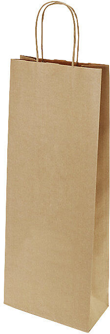 kaiserkraft Flaschentasche aus Papier, 1 Flasche, Außen-LxB 395 x 80 mm, VE 300 Stk, beige