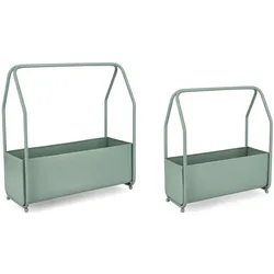 Blumenkasten Keyra 2er-Set aus Metall, modern, salbeigrün, outdoor geeignet, pulverbeschichtet