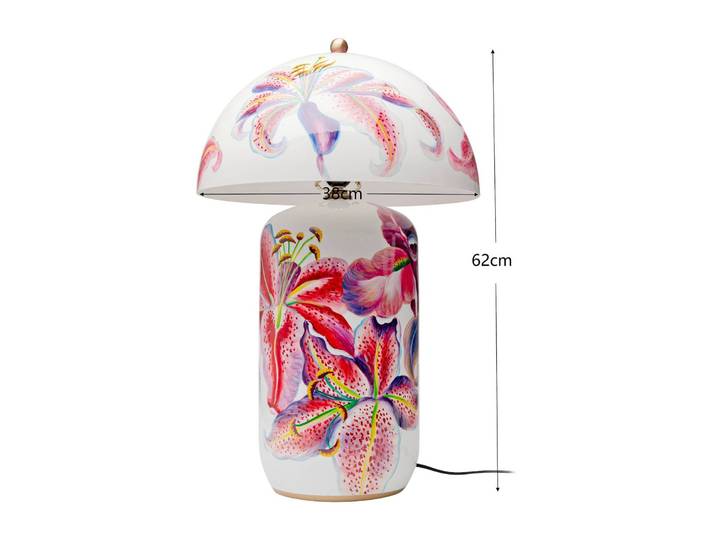 KARE Tischlampe Lillies, Multicolour, für Wohn- / Esszimmer, Keramik, Junges Wohnen