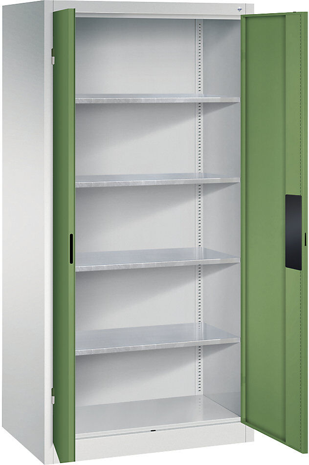 Werkstatt-Schwerlastschrank, Breite 930 mm, Tiefe 600 mm, Tür resedagrün C+P