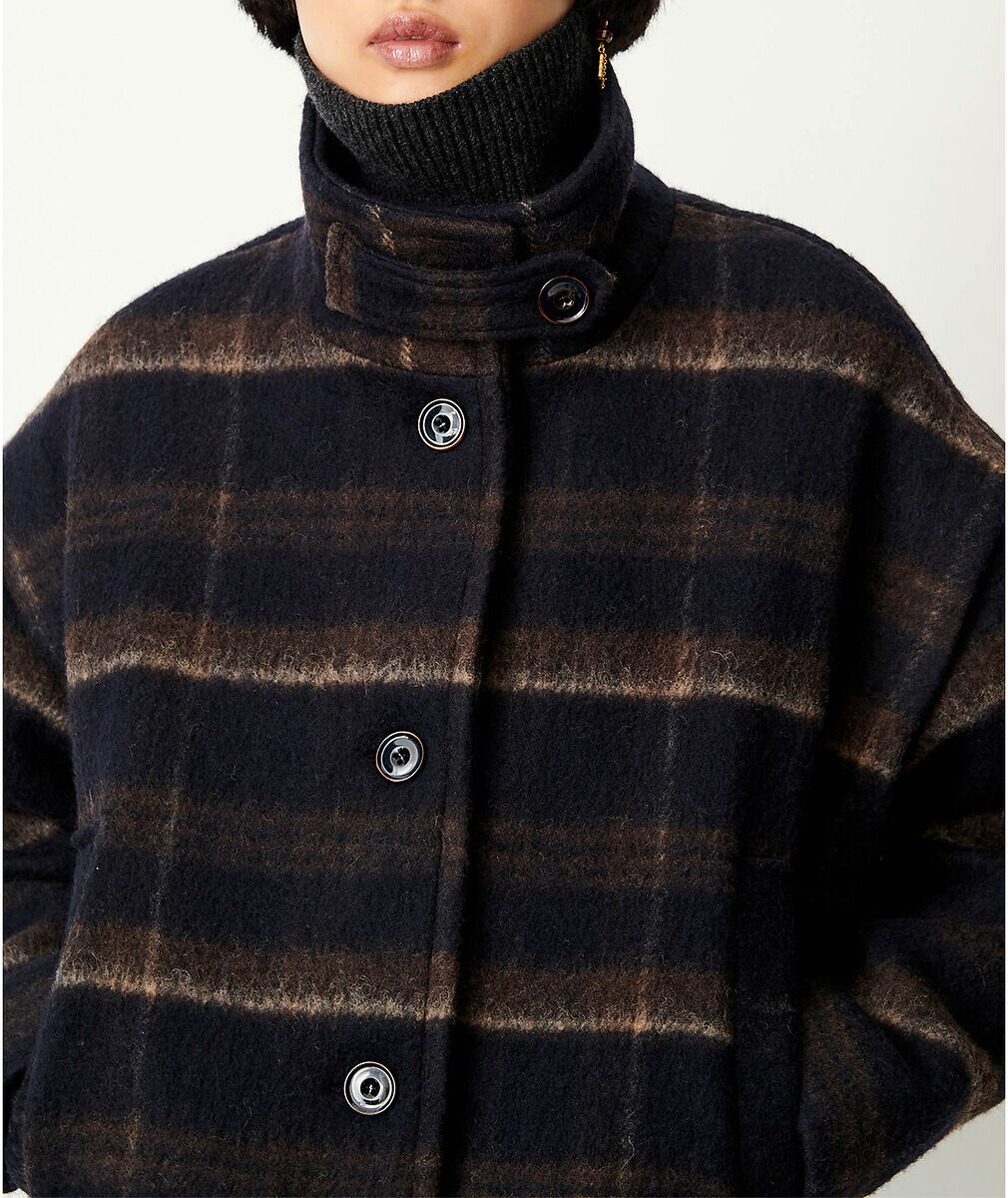 SESSUN Manteau court en laine mélangée à carreaux, PAOLINO