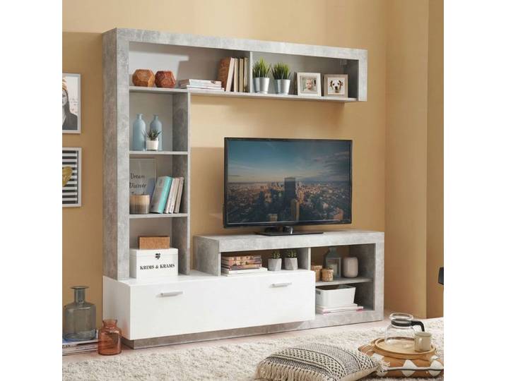 Meuble mural Moggio Dmora en bois mélaminé blanc