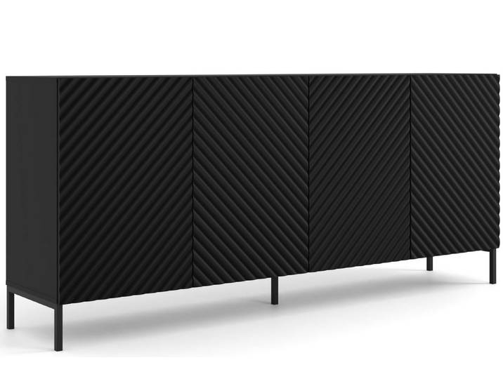 KONSIMO® Kommode ADENO Türkommode, Sideboard, Push-to-Open-Funktion, geriffelte matte Fronten, viel Stauraum, Metallfüße 15 cm