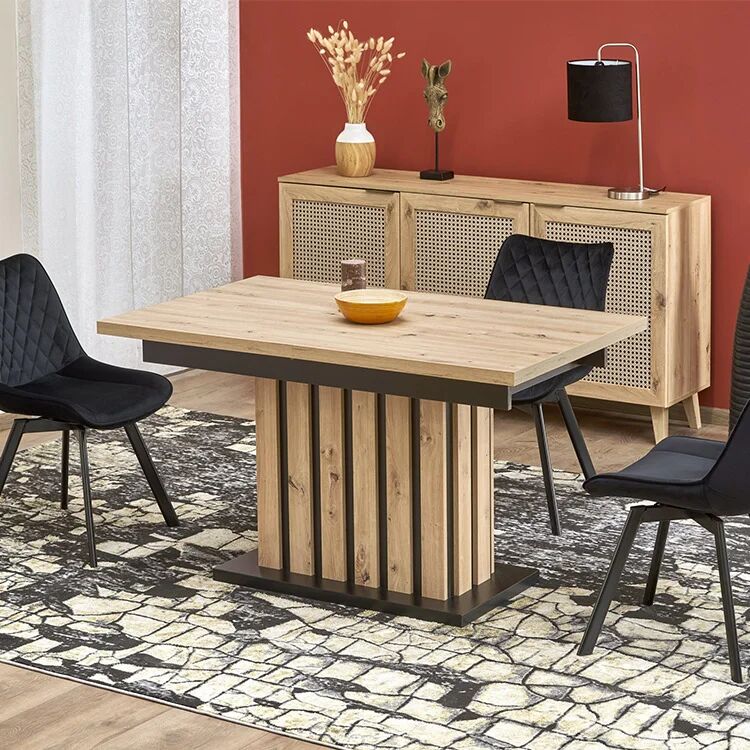 garneroarredamenti Tavolo 130/180cm allungabile da pranzo rovere chiaro nero Harbin