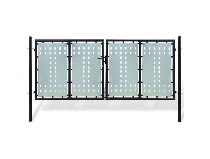 vidaXL Schwarzes Einzeltor für Zäune 300 x 125 cm