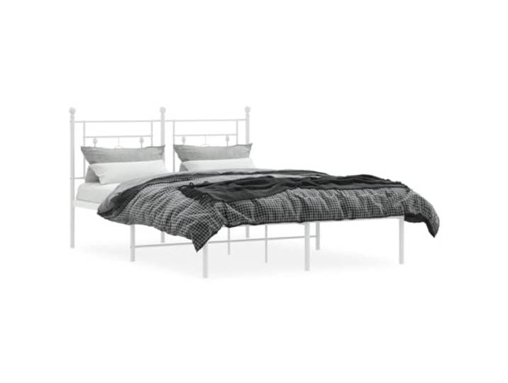 KTHLBRH Bettgestell aus Metall, weiß, 140 x 190 cm Bettgestell mit Kopfteil, Lattenrost inklusive, lackierter Stahl, Stauraum unten