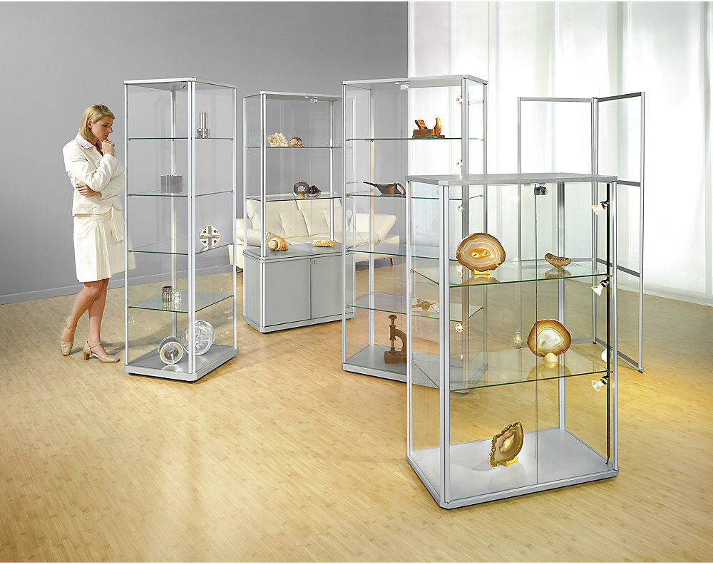Design-Vitrine, halbhoch, HxBxT 1280 x 520 x 520 mm, mit LED-Beleuchtung eurokraft pro