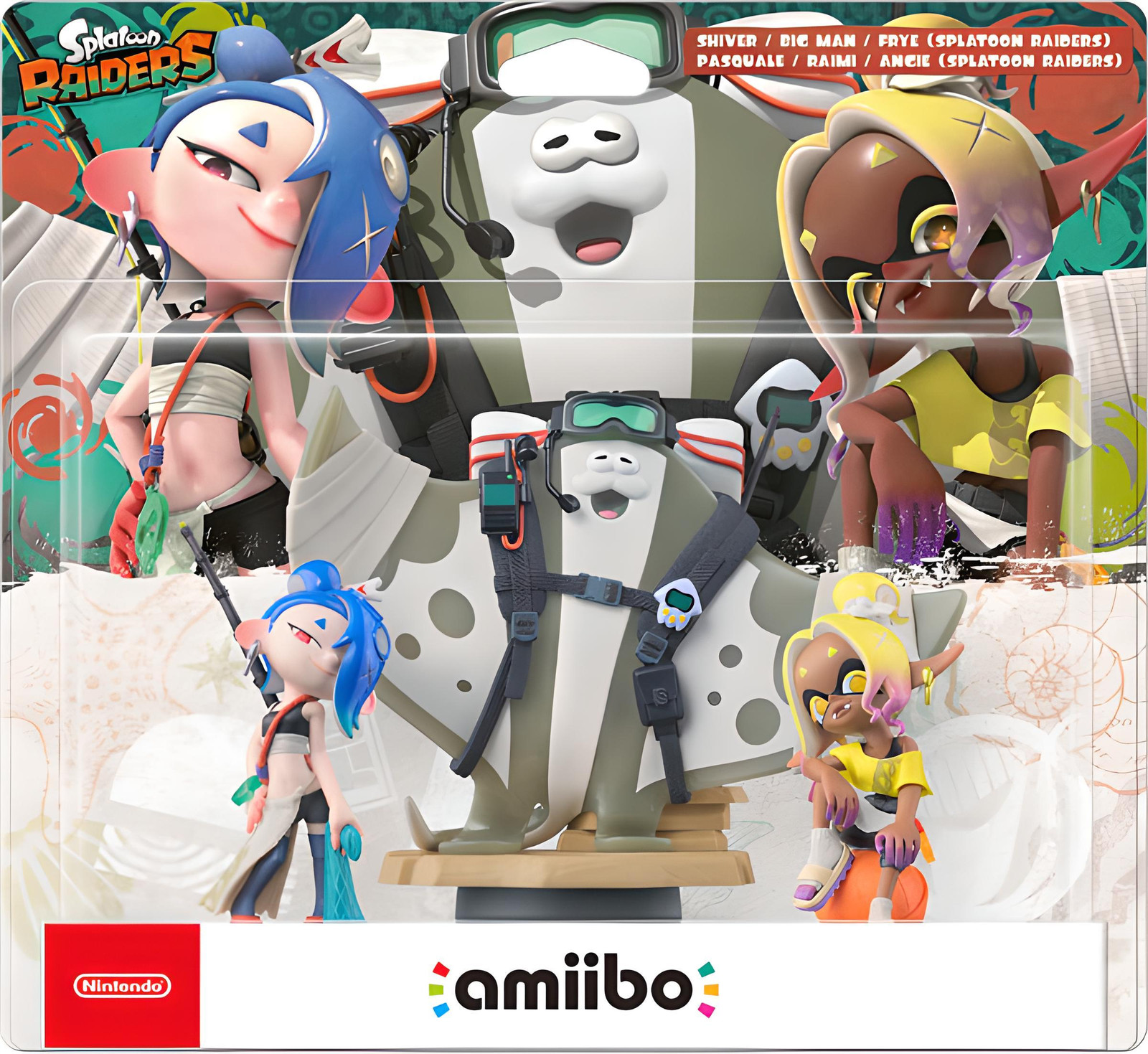 Nintendo Amiibo Shiver, Big Man en Frye Splatoon 3 Interactieve gamefiguren, Meerkleurig