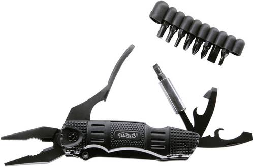 Walther MultiTacKnife MTK Multitool 5.0718 mit Holster, mit Bit-Set, mit Clip Anzahl Funktionen 18 Schwarz