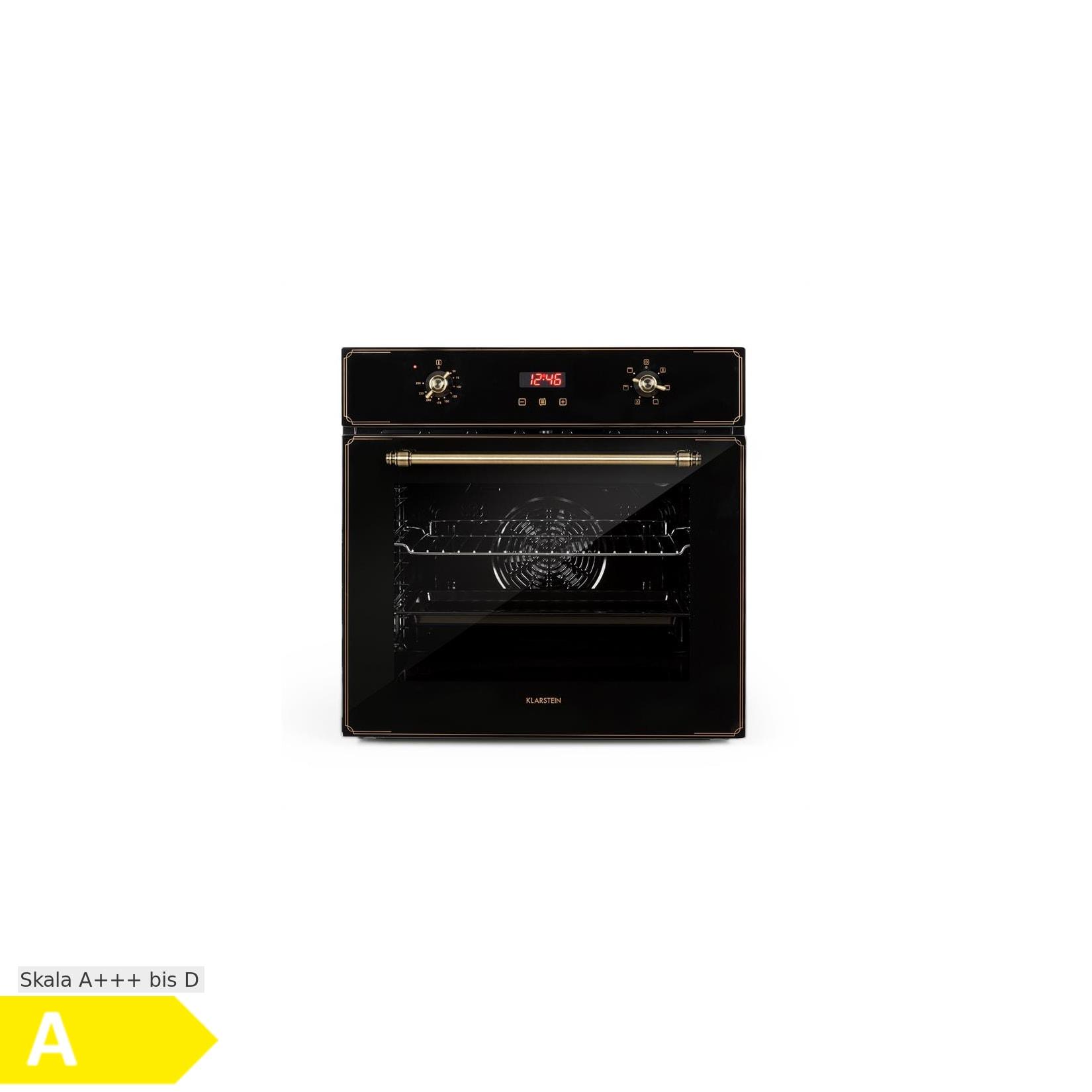 Elizabeth Einbaubackofen Retro 2200 Watt 49l Messingoptik Display
