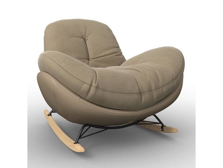 Schaukelsessel Elea Beige Lederlook/Chenille