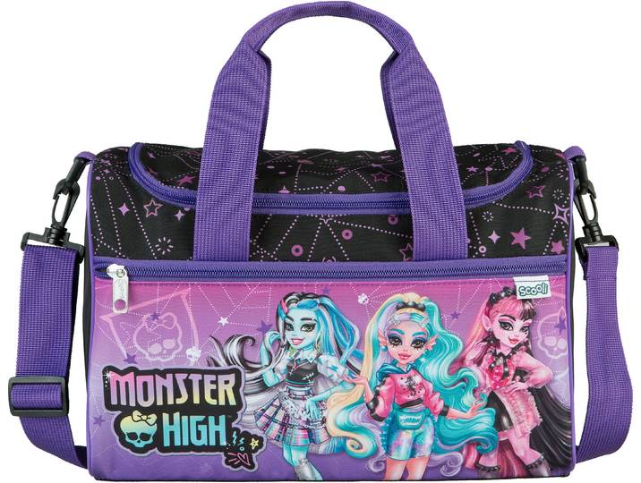 Sporttasche SCOOLI Jurassic World , Damen, Gr. B/H/T: 35cm x 23cm x 16cm, lila (monster high), Polyester, Taschen Sporttasche