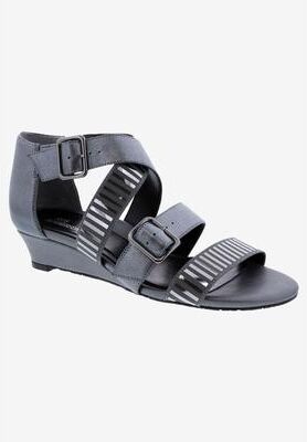Wide Width Women's Voluptuous Sandal by Ros Hommerson in Pewter Leather (Size 9 W)