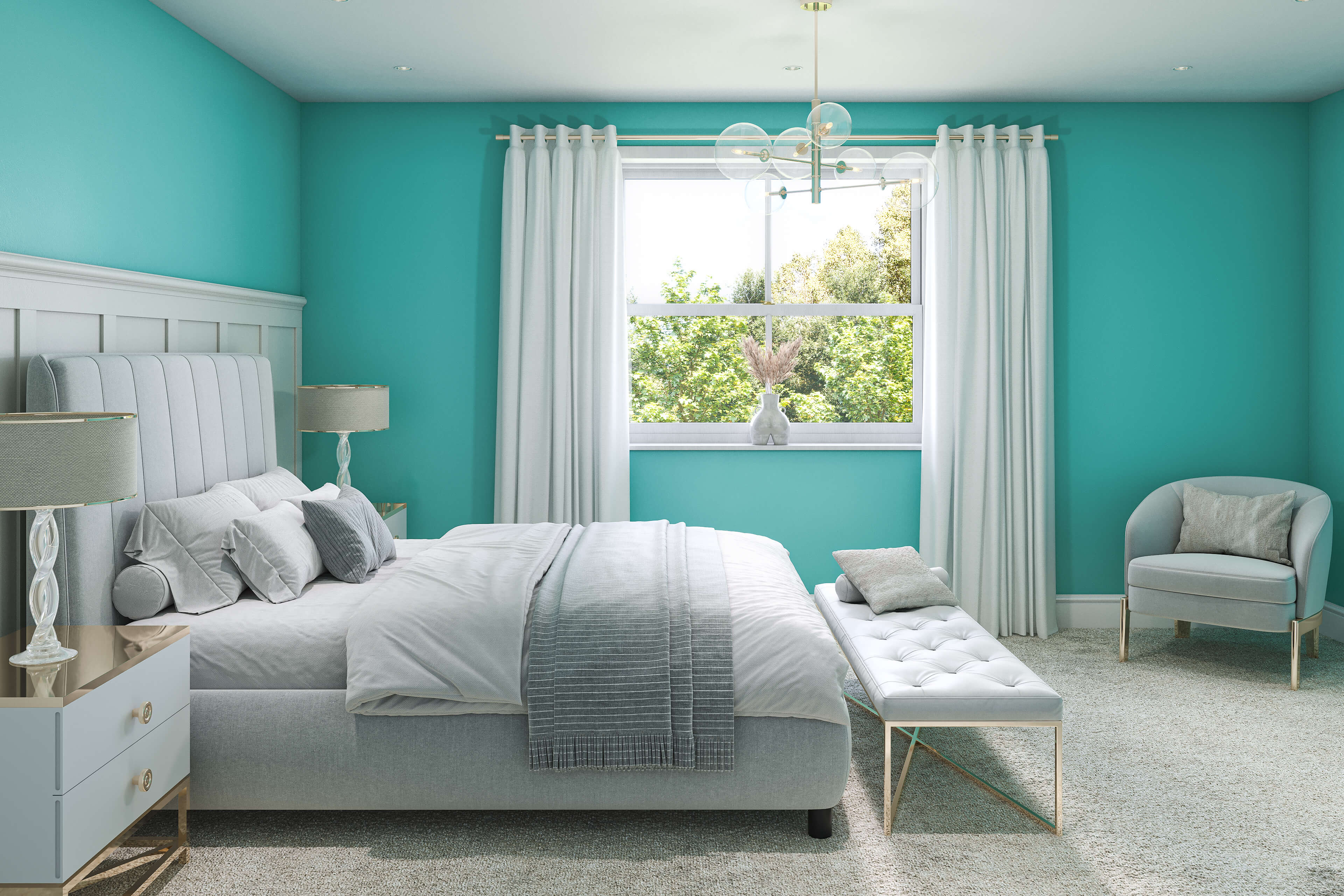 Hemway Wall Paint   Bright Teal Turquoise   Matt Emulsion Interior   Acrylic   Latex - Bright Teal Turquoise - 2.5L
